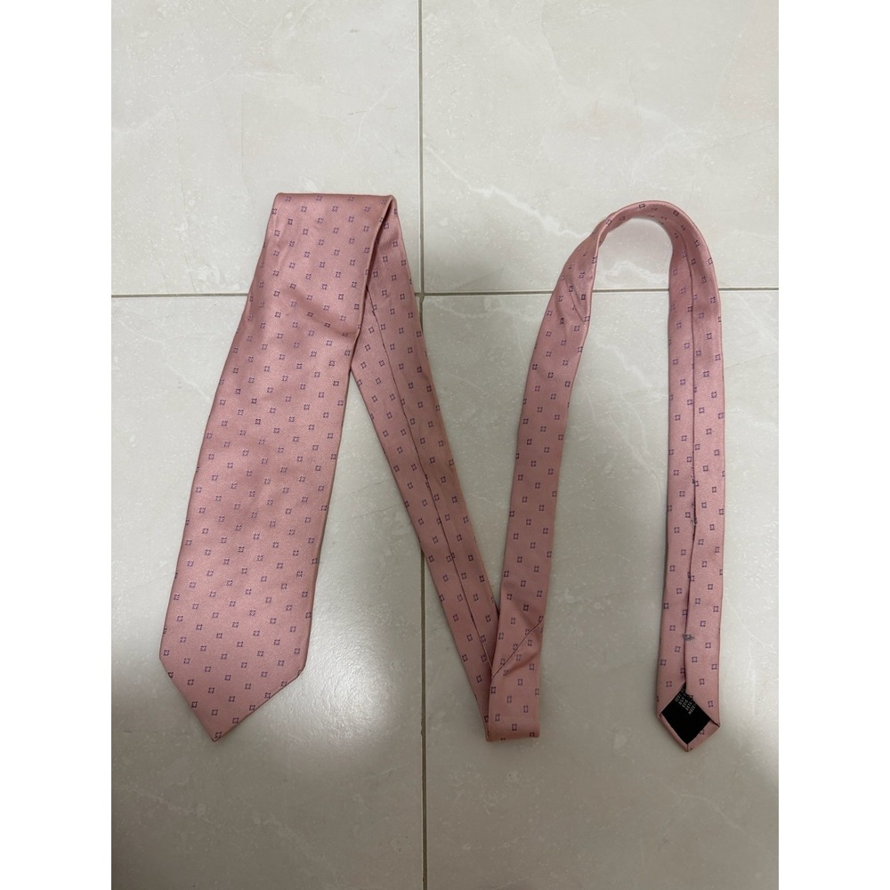 Alfred Dunhill Pink Geometric Silk Men Tie Made in Italy AS IS